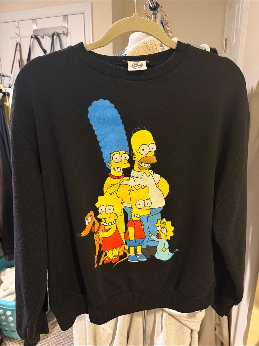 Zara Black Crewneck Sweatshirt with Colorful Simpsons Family Print
